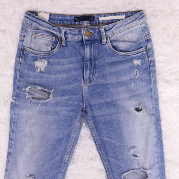 Zara mid rise medium wash ankle boyfriend jeans b7 - Picture 2 of 9